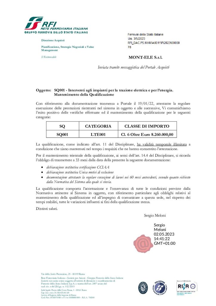 Qualifica RFI SQ001 – LTE-001
